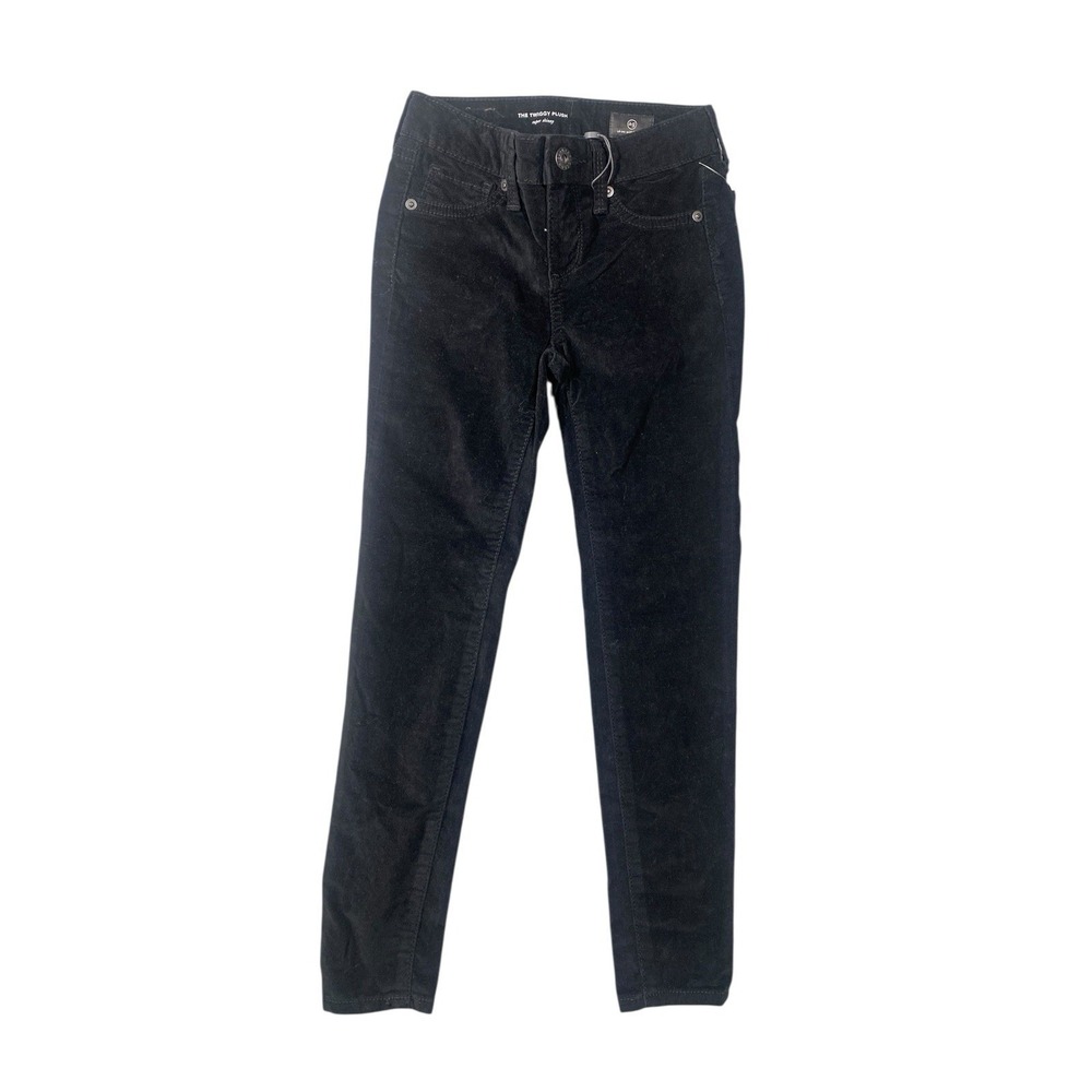 AG Adriano Goldschmeid The Twiggy Plush Super Skinny Black Velvet‎ Jeans Girls 7